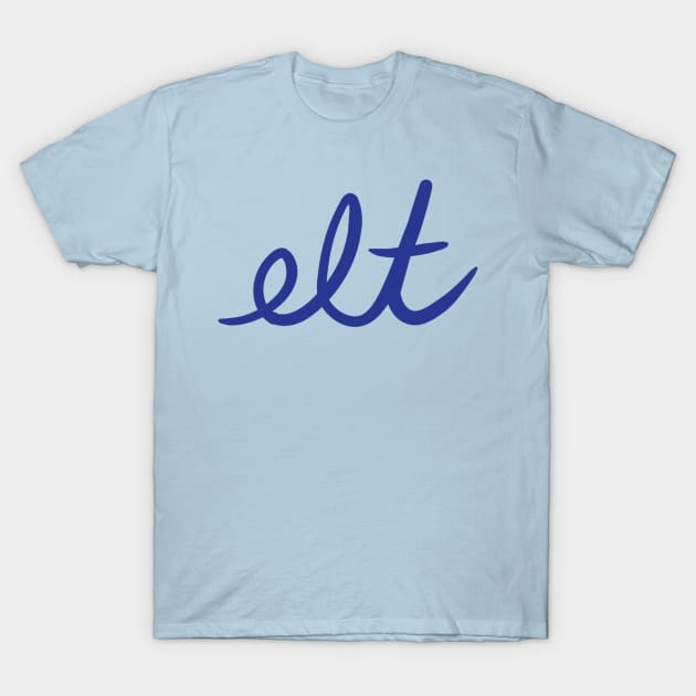 ELT Clothing Cursive Logo Blue | Large T-Shirt by ELTClothing